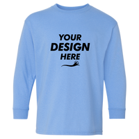 Gildan Youth Heavy Cotton™ Long Sleeve T-Shirt, Carolina Blue, Front view, Mockup