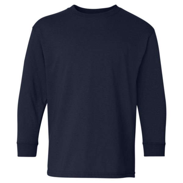 Gildan Youth Heavy Cotton™ Long Sleeve T-Shirt, Navy, Front view