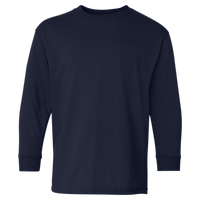 Gildan Youth Heavy Cotton™ Long Sleeve T-Shirt, Navy, Front view