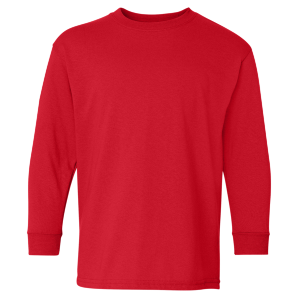 Gildan Youth Heavy Cotton™ Long Sleeve T-Shirt, Red, Front view