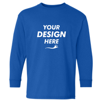 Gildan Youth Heavy Cotton™ Long Sleeve T-Shirt, Royal, Front view, Mockup