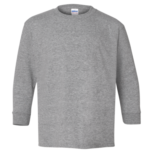 Gildan Youth Heavy Cotton™ Long Sleeve T-Shirt, Sport Grey, Front view