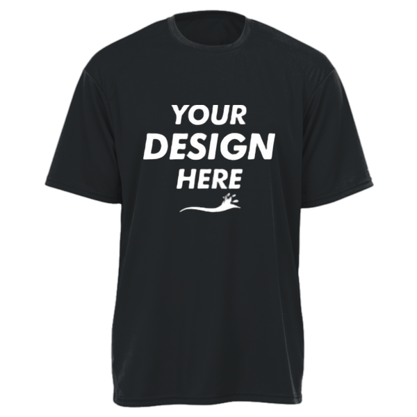 Gildan Youth Performance® T-Shirt, Black, Front view, Mockup