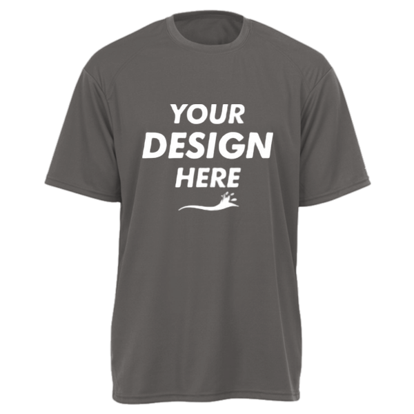 Gildan Youth Performance® T-Shirt, Charcoal, Front view, Mockup