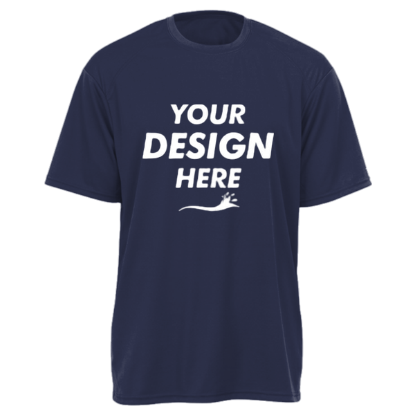 Gildan Youth Performance® T-Shirt, Navy, Front view, Mockup