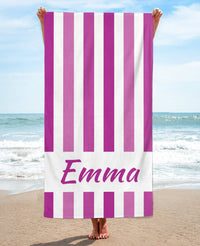 Personalized Vertically Striped Beach Towel, Grape Standart Beach Towel, Grape Premium Beach Towel