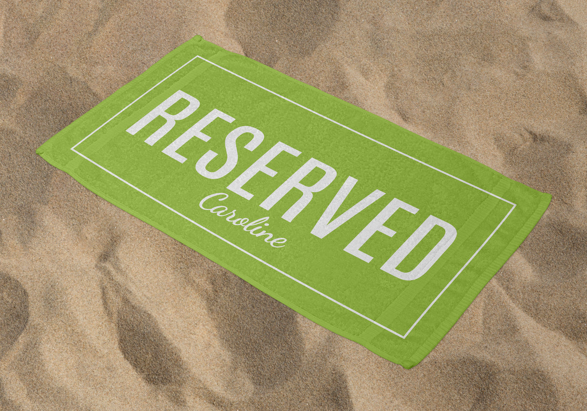 Personalized Reserved Beach Towel, Green Standart Beach Towel, Green Premium Beach Towel