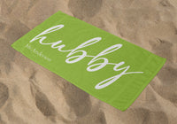 Personalized Hubby Beach Towel, Green Standart Beach Towel, Green Premium Beach Towel