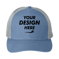 HUK LoPro Snapback Trucker Cap, Harbor Mist, Front view, Mockup