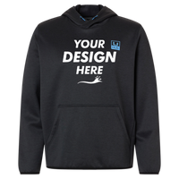 HUK Men's Coldfront+ Performance Hooded Sweatshirt, Heather Black, Front view, Mockup