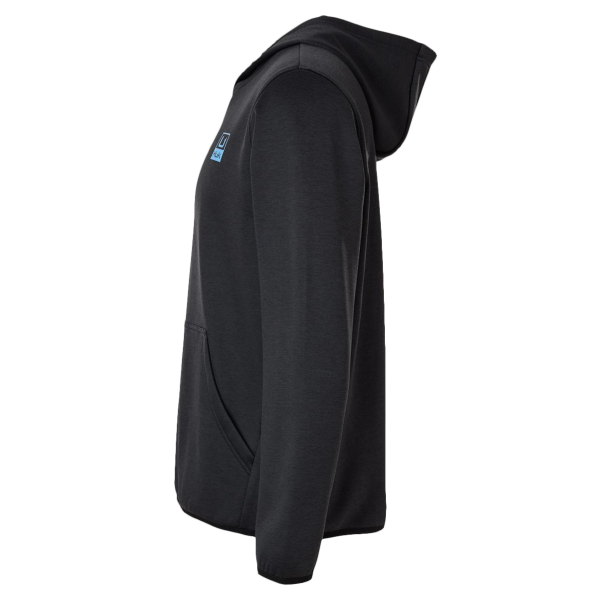 HUK Men's Coldfront+ Performance Hooded Sweatshirt, Heather Black, Left Sleeve view