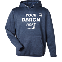 HUK Men's Coldfront+ Performance Hooded Sweatshirt, Naval Academy Heather, Front view, Mockup