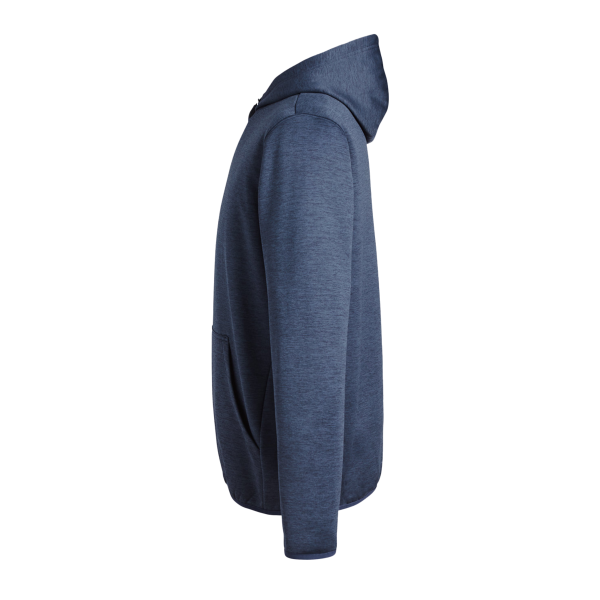 HUK Men's Coldfront+ Performance Hooded Sweatshirt, Naval Academy Heather, Left Sleeve view