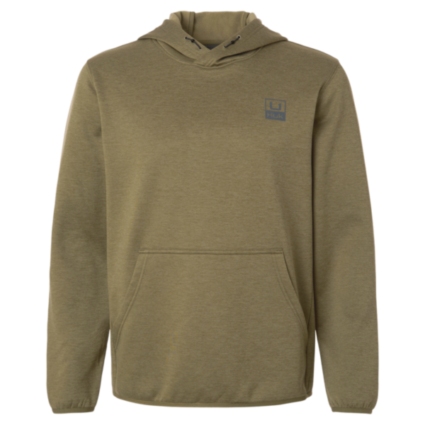 HUK Men's Coldfront+ Performance Hooded Sweatshirt, Overland Heather, Front view