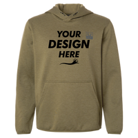 HUK Men's Coldfront+ Performance Hooded Sweatshirt, Overland Heather, Front view, Mockup
