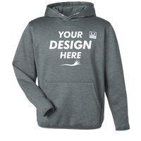 HUK Men's Coldfront+ Performance Hooded Sweatshirt, Volcanic Ash Heather, Front view, Mockup
