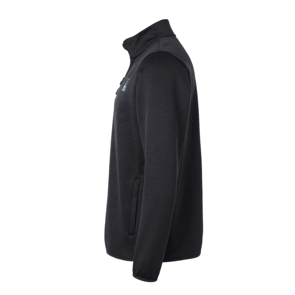 HUK Men's Coldfront+ Quarter-Zip Pullover, Heather Black, Left Sleeve view