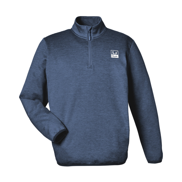 HUK Men's Coldfront+ Quarter-Zip Pullover, Naval Academy Heather, Front view