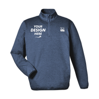 HUK Men's Coldfront+ Quarter-Zip Pullover, Naval Academy Heather, Front view, Mockup