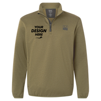 HUK Men's Coldfront+ Quarter-Zip Pullover, Overland Heather, Front view, Mockup
