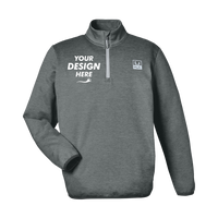 HUK Men's Coldfront+ Quarter-Zip Pullover, Volcanic Ash Heather, Front view, Mockup