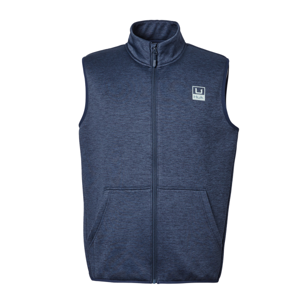 HUK Men's Coldfront+ Vest, Naval Academy Heather, Front view