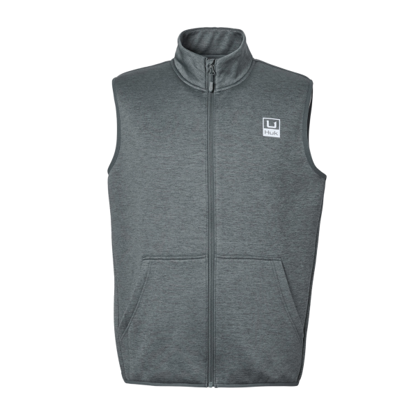 HUK Men's Coldfront+ Vest, Volcanic Ash Heather, Front view