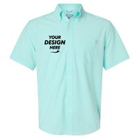 HUK Men's Kona Solid Shirt, Caicos, Front view, Mockup