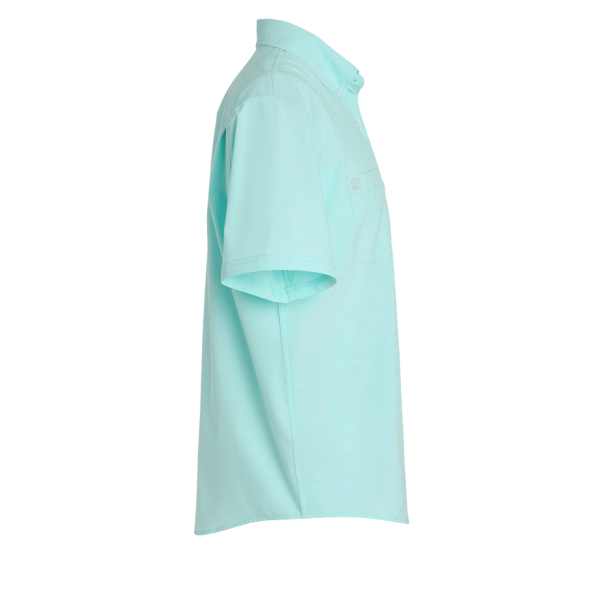 HUK Men's Kona Solid Shirt, Caicos, Right Sleeve view