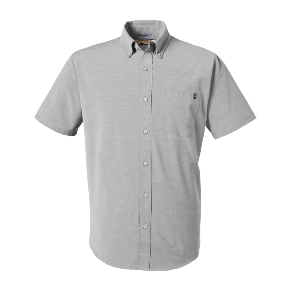 HUK Men's Kona Solid Shirt, Harbor Mist, Front view