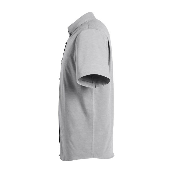 HUK Men's Kona Solid Shirt, Harbor Mist, Left Sleeve view