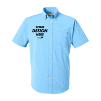 HUK Men's Kona Solid Shirt, Marolina Blue, Front view, Mockup
