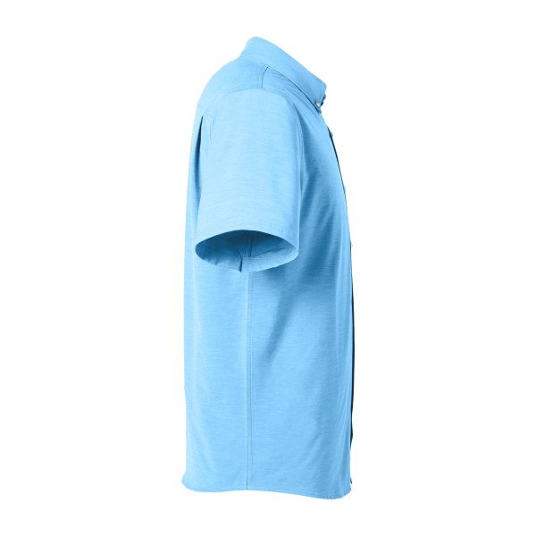 HUK Men's Kona Solid Shirt, Marolina Blue, Right Sleeve view