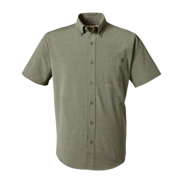 HUK Men's Kona Solid Shirt, Moss, Front view