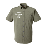 HUK Men's Kona Solid Shirt, Moss, Front view, Mockup