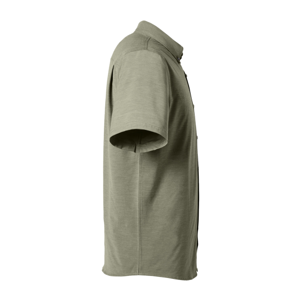 HUK Men's Kona Solid Shirt, Moss, Right Sleeve view