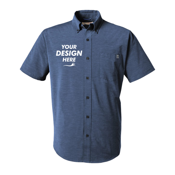 HUK Men's Kona Solid Shirt, Naval Academy, Front view, Mockup