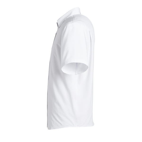 HUK Men's Kona Solid Shirt, White, Left Sleeve view