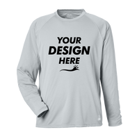 HUK Men's LoPro Pursuit Long Sleeve T-Shirt, Harbor Mist, Front view, Mockup