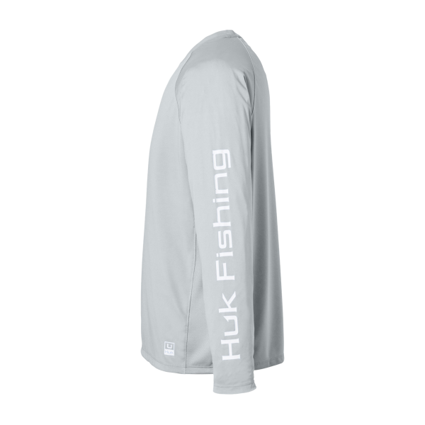 HUK Men's LoPro Pursuit Long Sleeve T-Shirt, Harbor Mist, Left Sleeve view