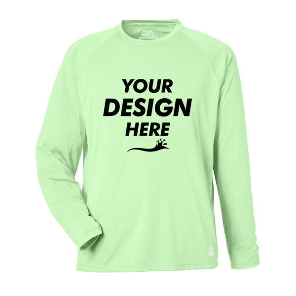 HUK Men's LoPro Pursuit Long Sleeve T-Shirt, Patina, Front view, Mockup