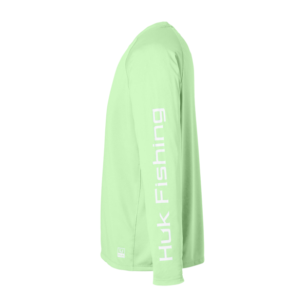 HUK Men's LoPro Pursuit Long Sleeve T-Shirt, Patina, Left Sleeve view