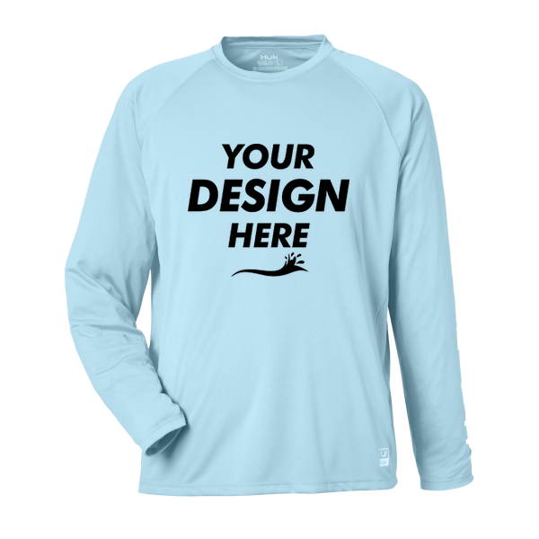 HUK Men's LoPro Pursuit Long Sleeve T-Shirt, Plein Air, Front view, Mockup