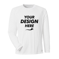 HUK Men's LoPro Pursuit Long Sleeve T-Shirt, White, Front view, Mockup