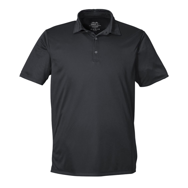 HUK Men's Pursuit Performance Polo, Black, Front view