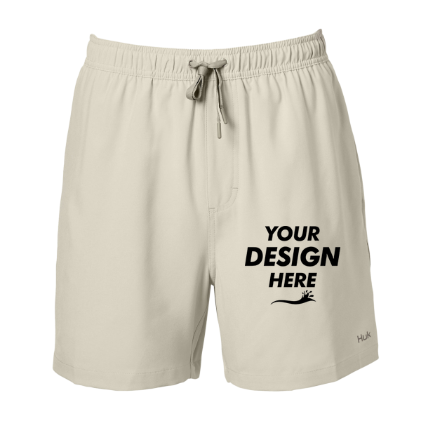 HUK Men's Pursuit Volley Shorts, Khaki, Front view, Mockup