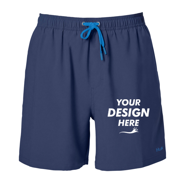 HUK Men's Pursuit Volley Shorts, Sargasso Sea, Front view, Mockup