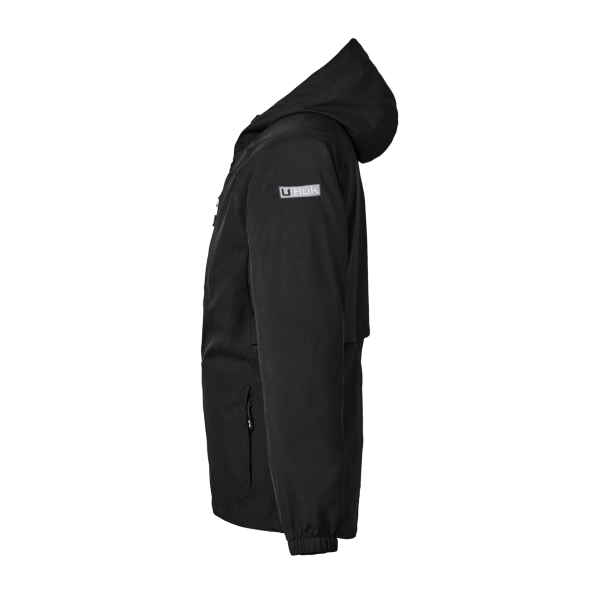 HUK Men's Rover Rain Jacket, Black, Left Sleeve view