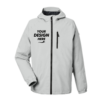 HUK Men's Rover Rain Jacket, Harbor Mist, Front view, Mockup