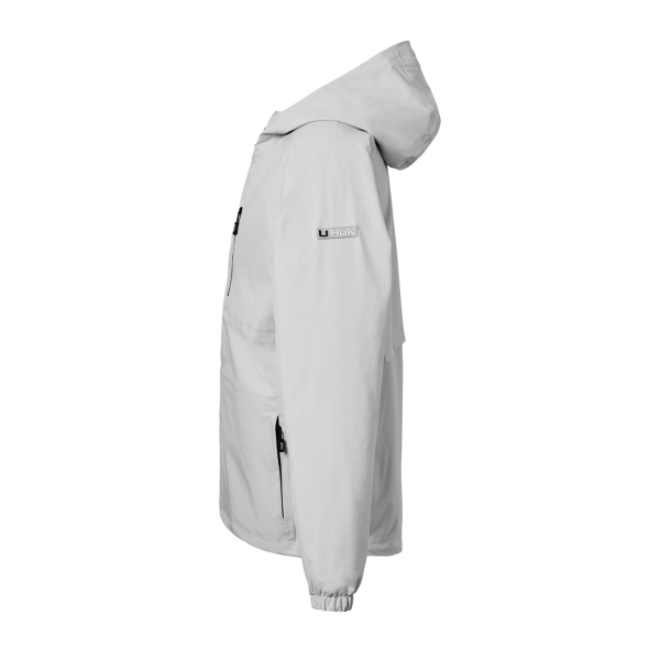 HUK Men's Rover Rain Jacket, Harbor Mist, Left Sleeve view